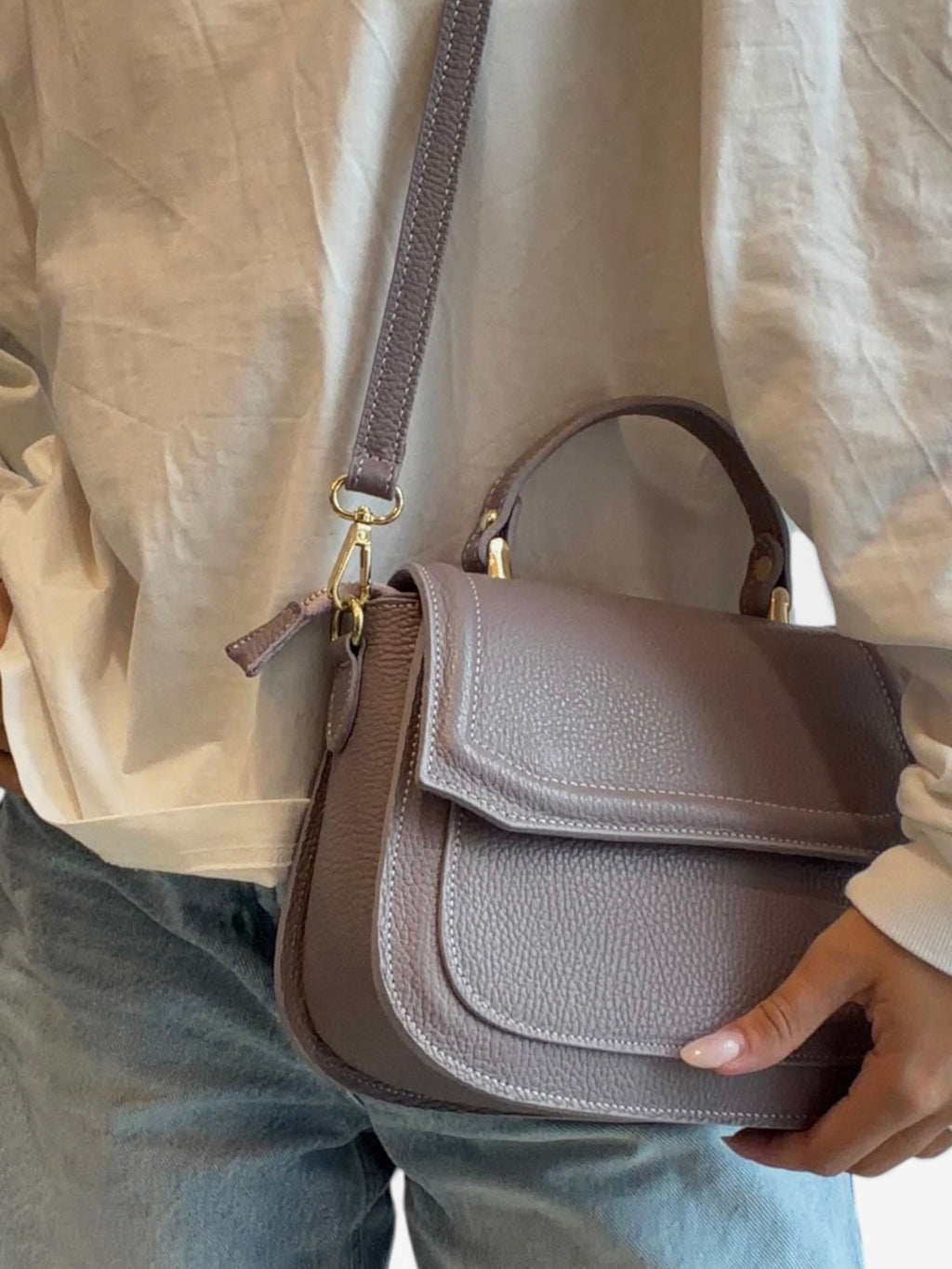 LEDERTASCHE TAUPE