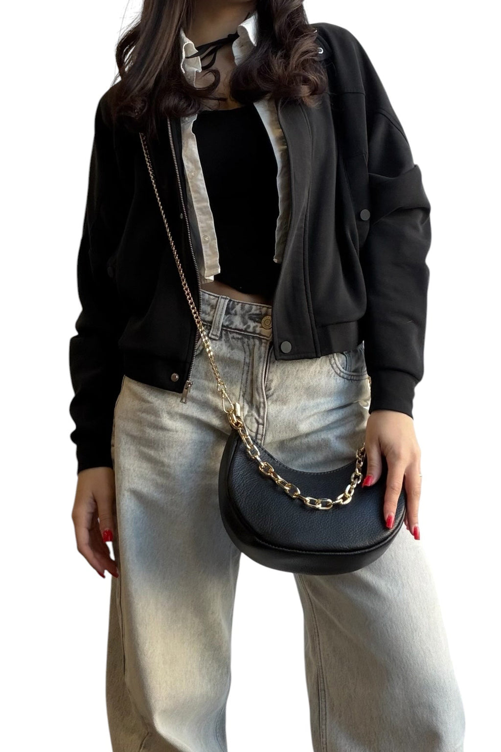 DAMSKA CZARNA TOREBKA TYPU HOBO